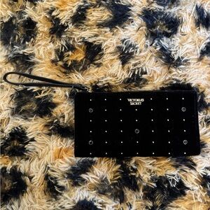Victoria's Secret Black Studded Fleece Wallet Wristlet